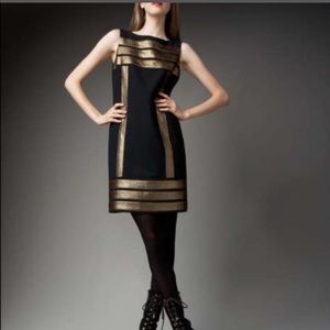 Tory Burch Black Gold Cocktail Dress Size 2 NWT